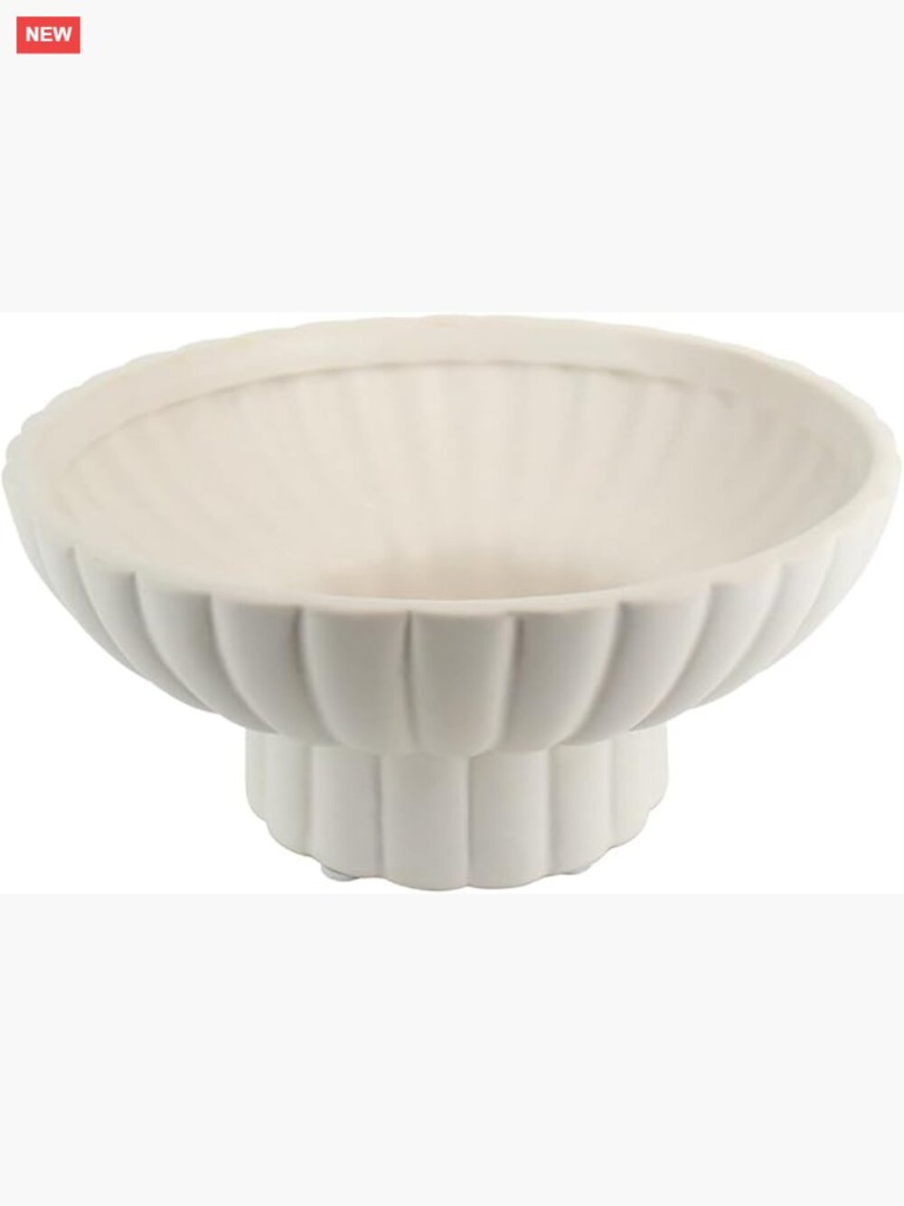 8" Ceramic Pedestal Fruit Bowl Modern Fluted Catch-all Home Decor Centerpiece